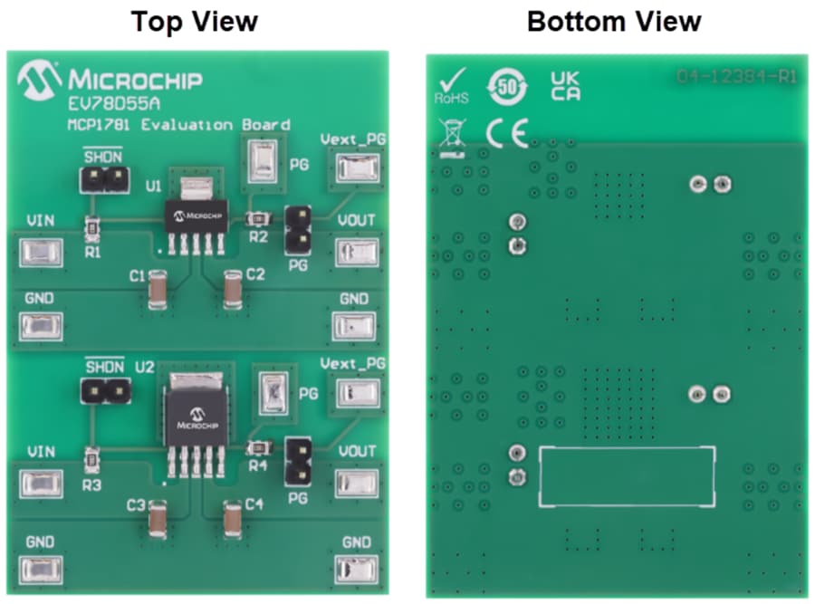 Mechanical Drawing - Microchip Technology MCP1781 Evaluation Board (EV78D55A)