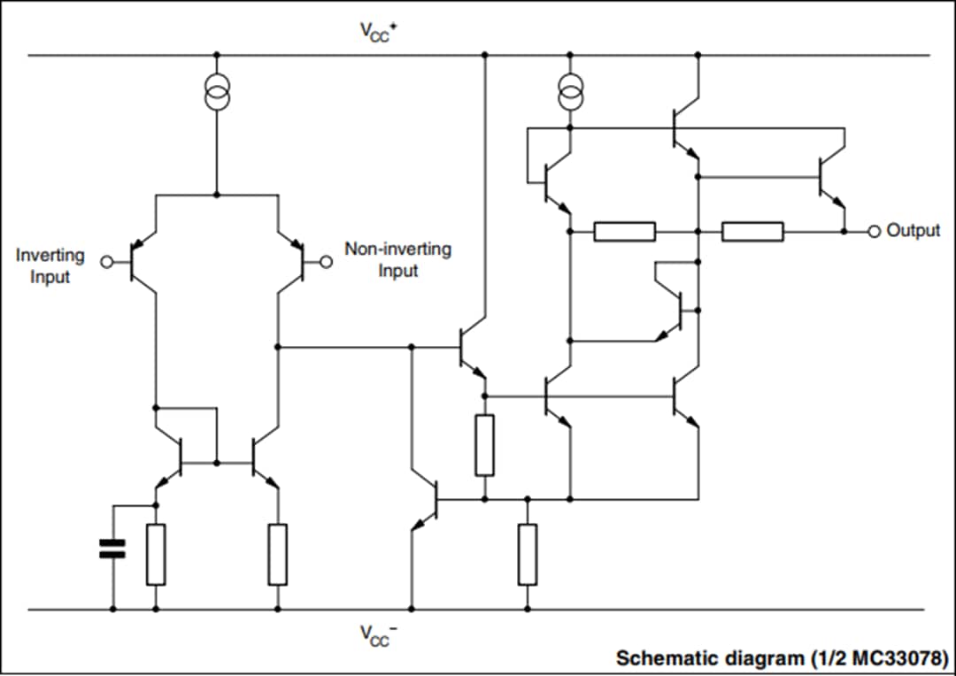 Schematic - STMicroelectronics MC33078 Low Noise Dual Operational Amplifiers