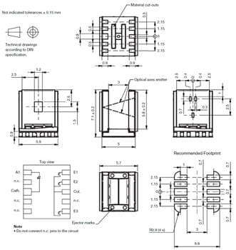 Mechanical Drawing - Vishay Semiconductors TCUT1630X01 & TCUT1800X01 Optical Sensors