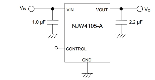 Application Circuit Diagram - Nisshinbo NJW4105 LDO Regulators