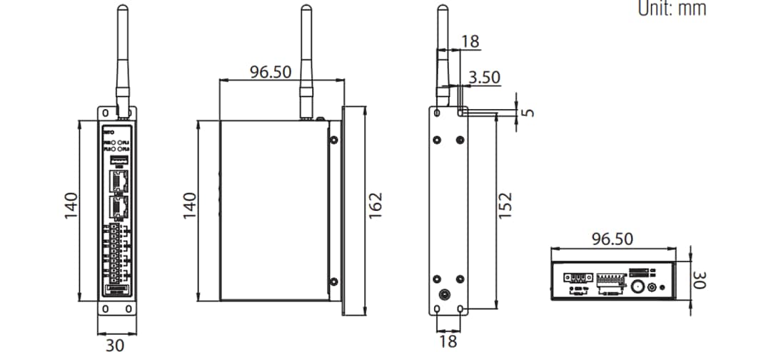 Mechanical Drawing - Advantech ECU-1251 IIOT Gateways Mechanical Drawing - Advantech ECU-1251 IIOT Gateways