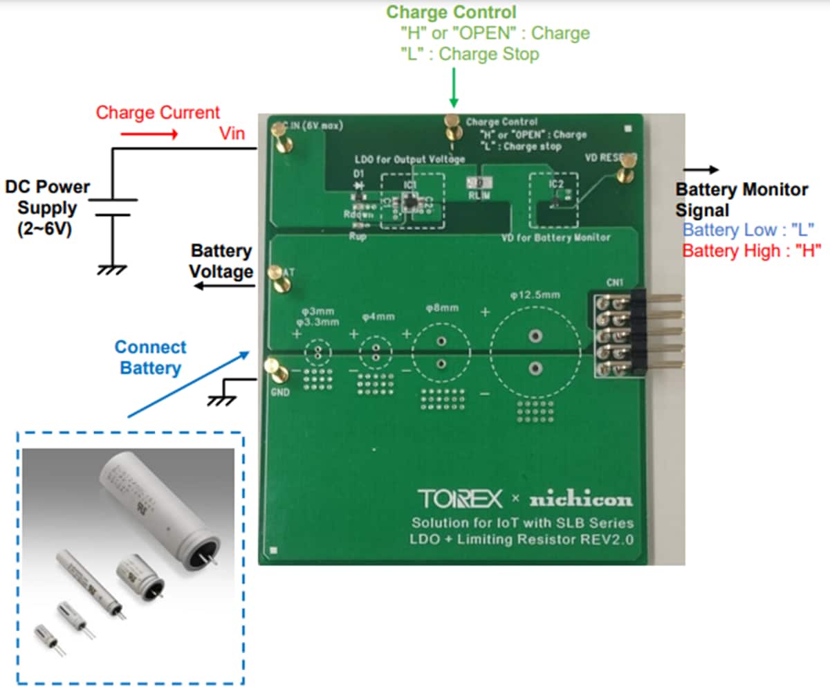 Torex Semiconductor Nichicon SLB Series Evaluation Board Torex Semiconductor Nichicon SLB Series Evaluation Board