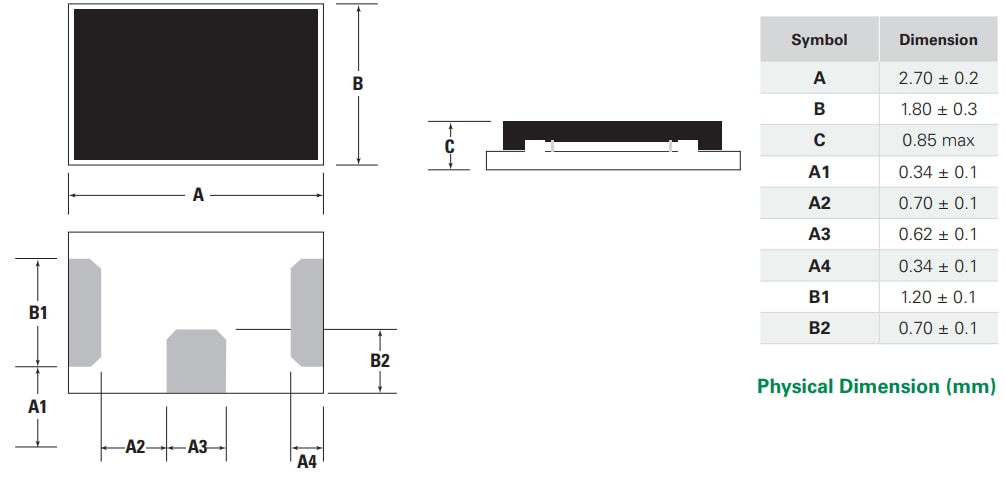 Mechanical Drawing - Littelfuse ITV2718 Battery Protectors