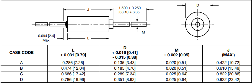 Mechanical Drawing - Vishay M39003/03 Solid-Electrolyte TANTALEX™ Capacitors