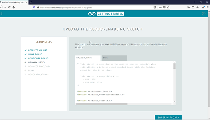 Arduino Create website – Setting up the Arduino MKR WiFi board